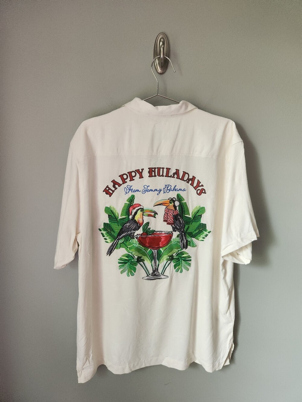 Tommy Bahama Happy Huladays Silk Button Front Shirt Men's Size Large NWOT